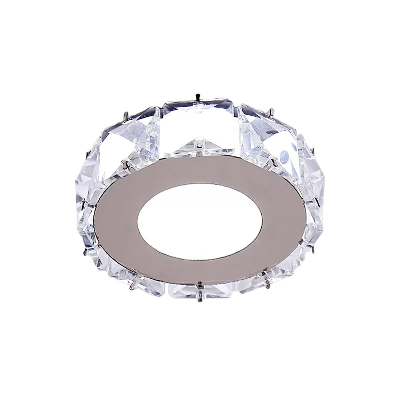 Simplicity Crystal Block Stainless - Steel Circle/Star Led Flush Mount Ceiling Light For Corridor