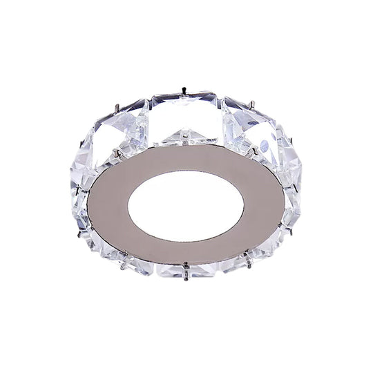 Simplicity Crystal Block Stainless - Steel Circle/Star Led Flush Mount Ceiling Light For Corridor