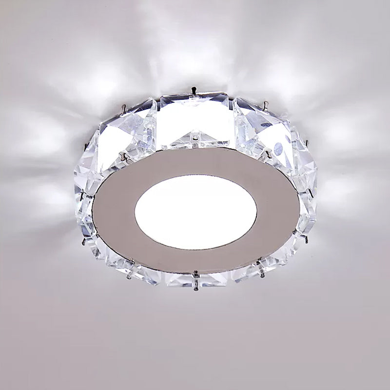 Simplicity Crystal Block Stainless - Steel Circle/Star Led Flush Mount Ceiling Light For Corridor