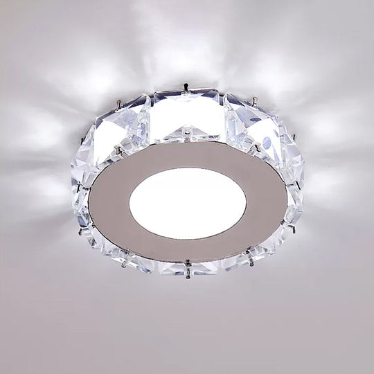 Simplicity Crystal Block Stainless - Steel Circle/Star Led Flush Mount Ceiling Light For Corridor