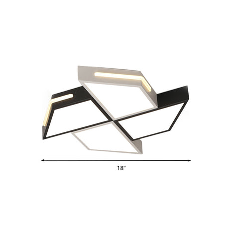 Minimalist Windmill Ceiling Light - Acrylic Flush Mount Fixture For Bedroom (Black/White)
