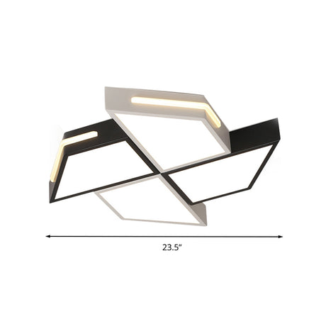 Minimalist Windmill Ceiling Light - Acrylic Flush Mount Fixture For Bedroom (Black/White)