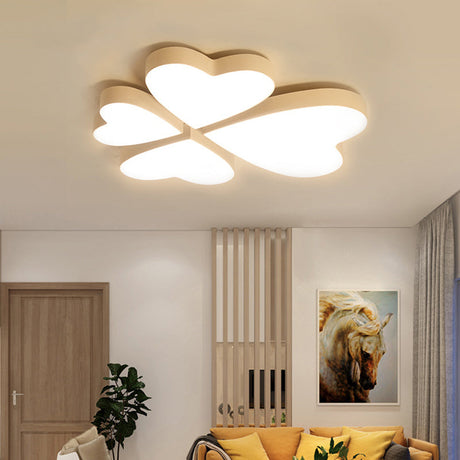 Modern Led Acrylic Flush Mount Ceiling Light For Living Room - Contemporary Lighting Pink / White