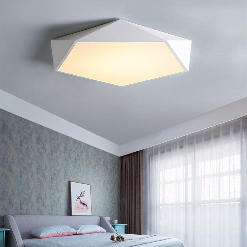Sleek Acrylic Pentagon Led Flush Mount Ceiling Light With Nordic Design For Bathrooms White / 12