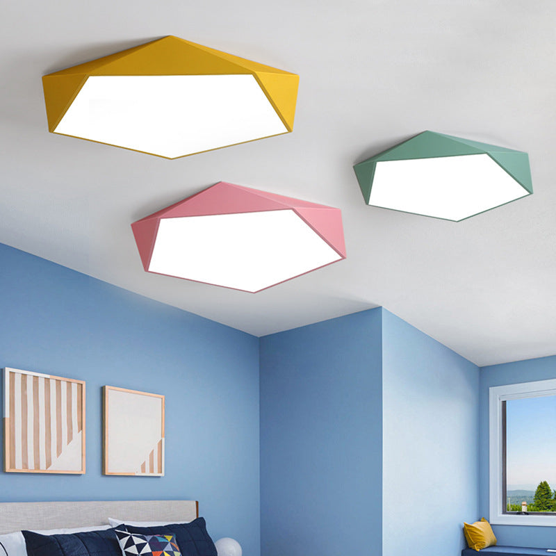 Sleek Acrylic Pentagon Led Flush Mount Ceiling Light With Nordic Design For Bathrooms