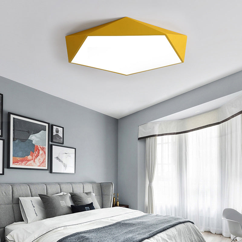 Sleek Acrylic Pentagon Led Flush Mount Ceiling Light With Nordic Design For Bathrooms Yellow / 12