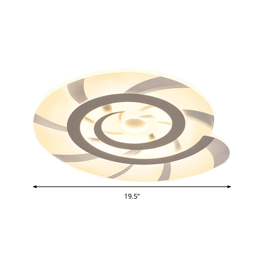 White Acrylic Snail Shell Led Ceiling Light - Perfect For Kid’s Bedroom!