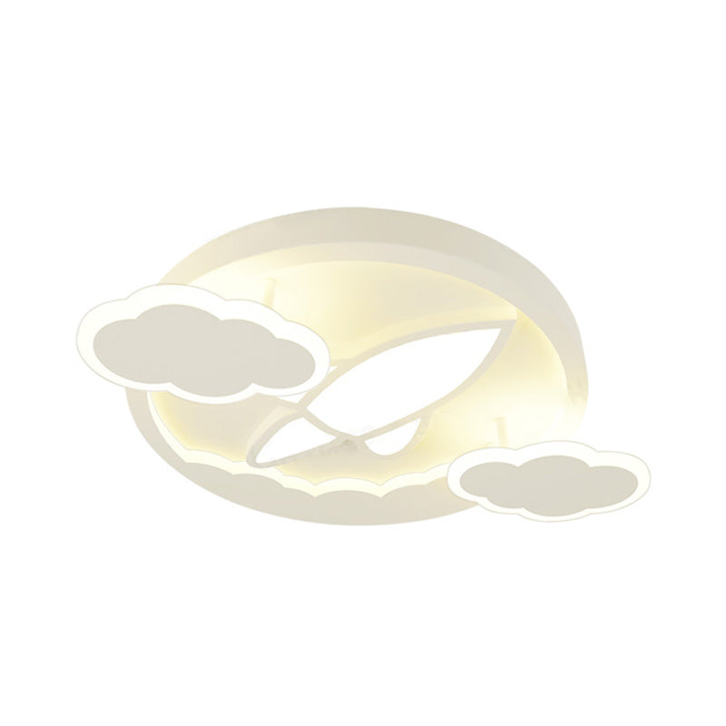 Cartoon White Led Ceiling Mount Light Cloud Deco For Kid’s Bedroom
