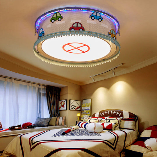 Kid’s Drum Bedroom Ceiling Light – Fun Cartoon Design With Multi Color Flush Mount