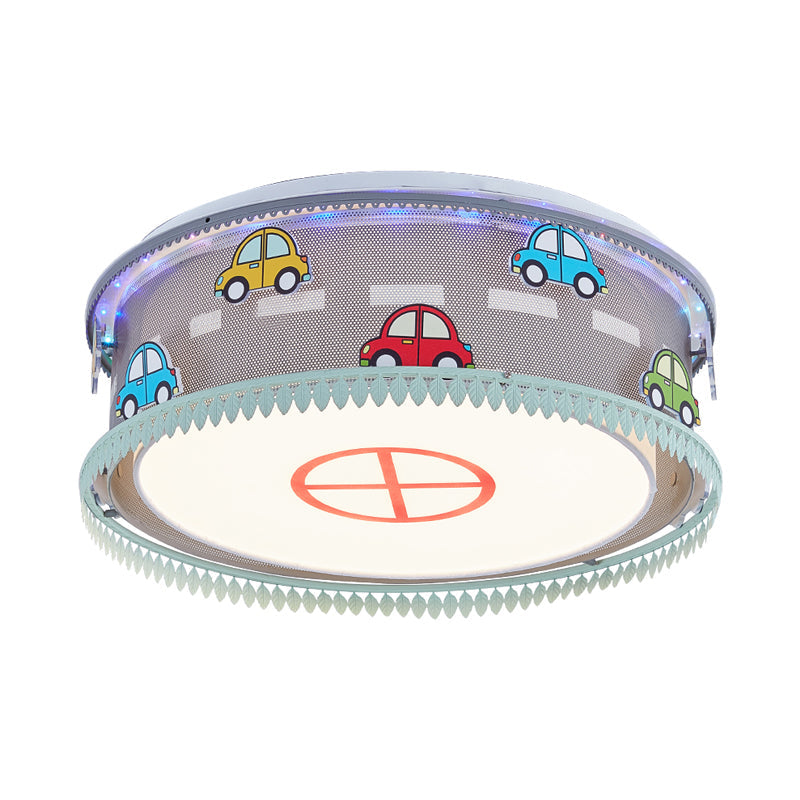 Kid’s Drum Bedroom Ceiling Light – Fun Cartoon Design With Multi Color Flush Mount