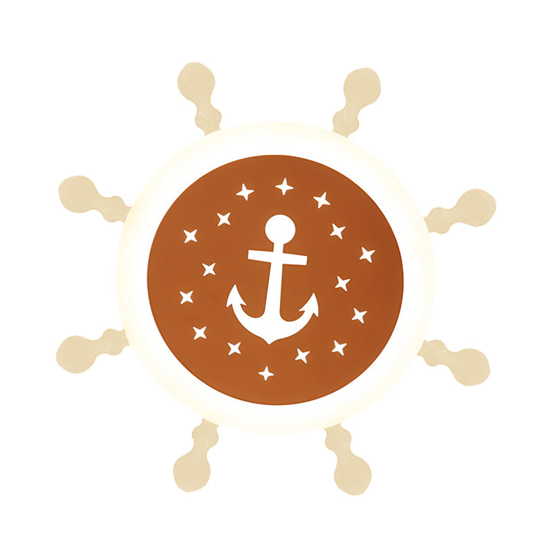 Seaside Anchor Ceiling Light In Yellow For Bedroom - Acrylic Flush Mount Fixture