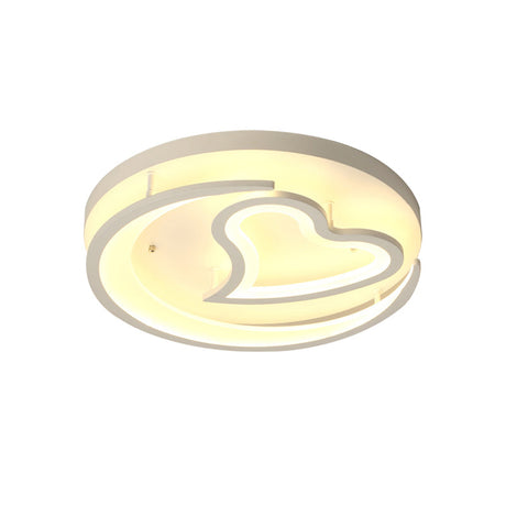 Heart Acrylic Modern Round Ceiling Light For Bedroom Flush Mount