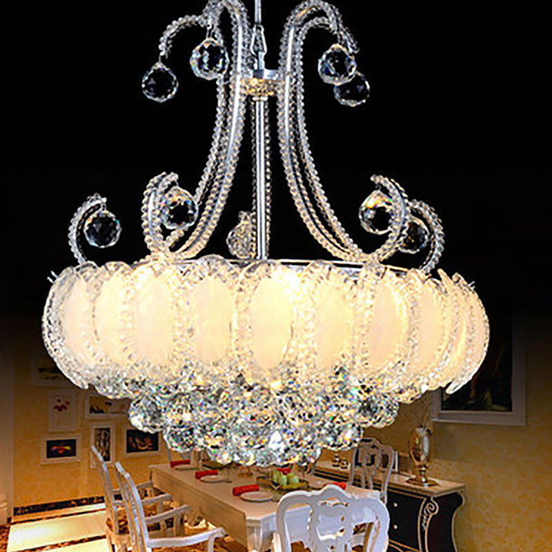 Modern Waterfall Crystal Chandelier - 5-Head Pendant Light Fixture In Chrome/Gold