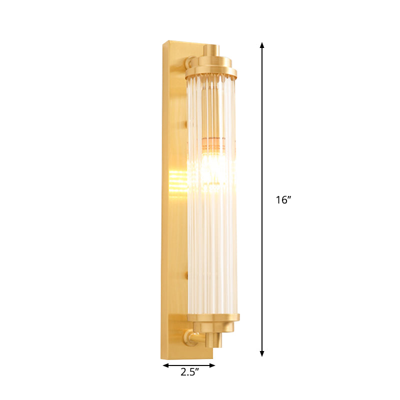 Contemporary Led Crystal Wall Light Fixture For Living Room With Clear Cylinder Pipes