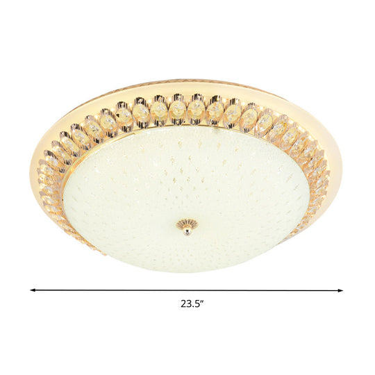 Modernist Led White Ceiling Mount With Clear Crystal Decoration - Dome Glass Flush Lamp In
