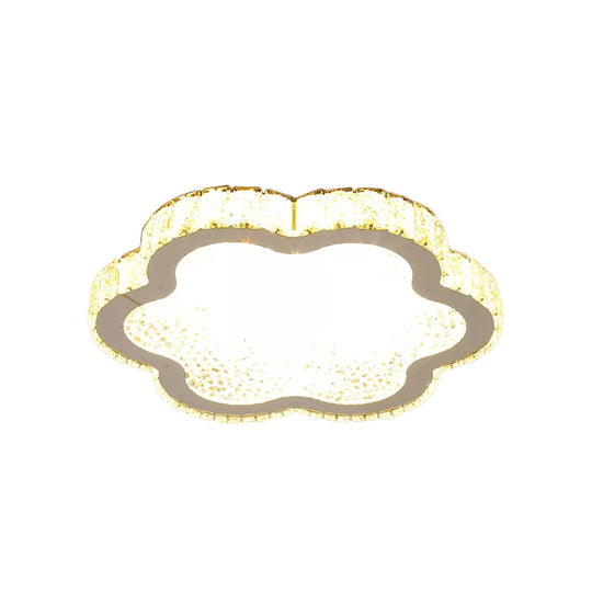 Contemporary Petal Crystal Led Flush Ceiling Light | Stainless - Steel Porch Fixture