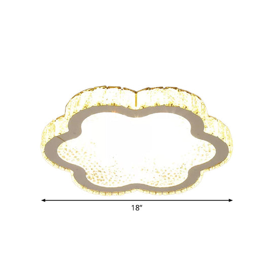 Contemporary Petal Crystal Led Flush Ceiling Light | Stainless - Steel Porch Fixture