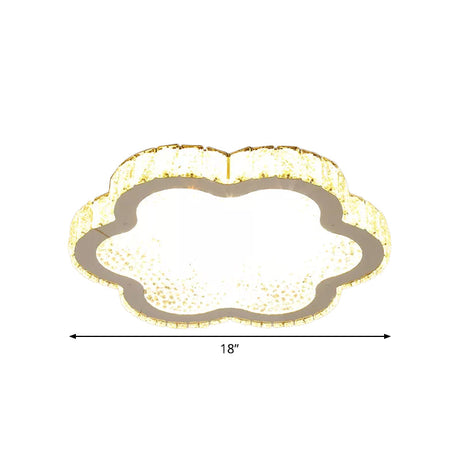 Contemporary Petal Crystal Led Flush Ceiling Light | Stainless-Steel Porch Fixture