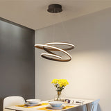 Simplistic Iron Circle Drop Lamp Led Chandelier In Coffee With Warm/White Light