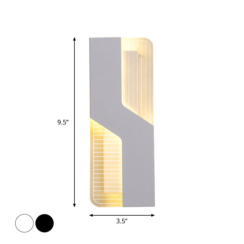 Curved Nordic Led Metal Sconce Lamp: Black/White Wall Mount For Bedside In Warm/White Light