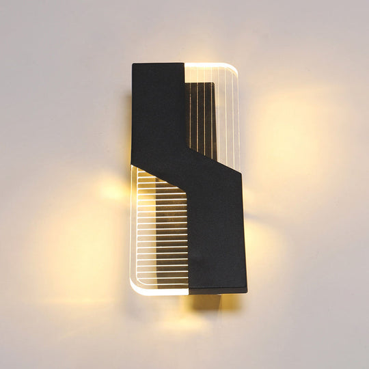 Curved Nordic Led Metal Sconce Lamp: Black/White Wall Mount For Bedside In Warm/White Light