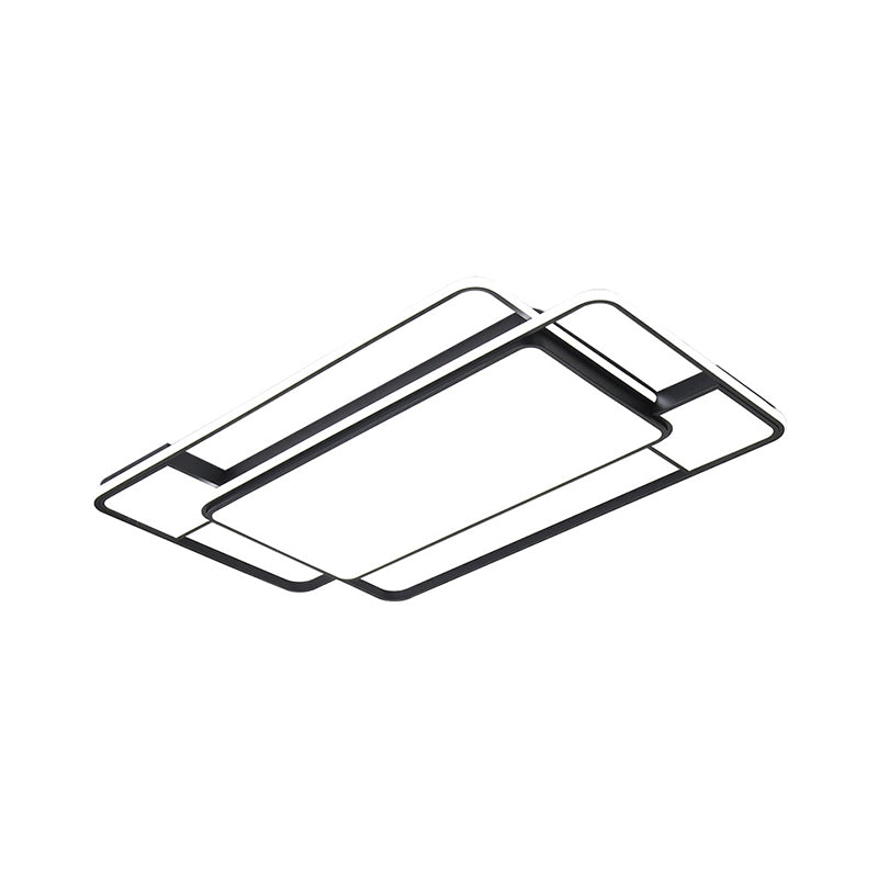 Modern Led Flush Mount Ceiling Lamp: Acrylic Black Square/Rectangle With 3 Color Light Options