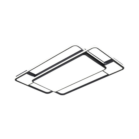 Modern Led Flush Mount Ceiling Lamp: Acrylic Black Square/Rectangle With 3 Color Light Options