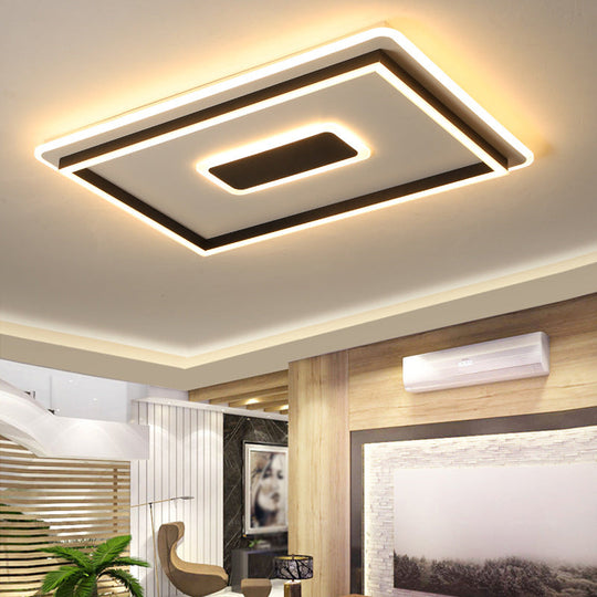 Modern Black Led Flush-Mount Ceiling Lamp With Acrylic Shade - Living Room Light White/3 Color /