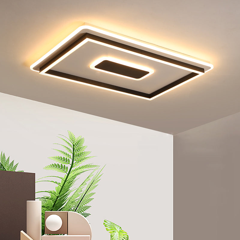 Modern Black Led Flush - Mount Ceiling Lamp With Acrylic Shade - Living Room Light White/3 Color