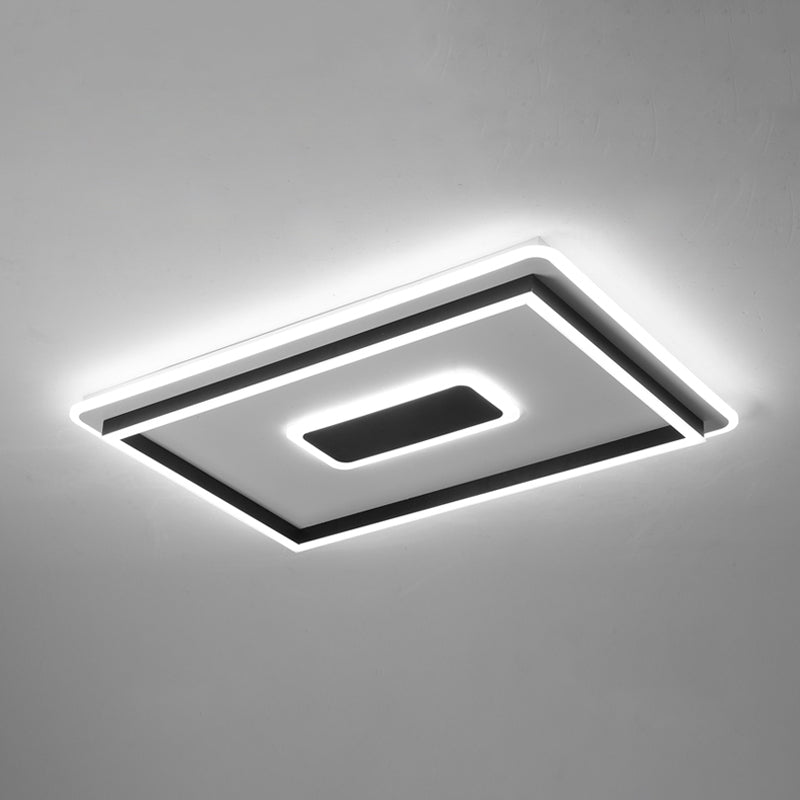 Modern Black Led Flush - Mount Ceiling Lamp With Acrylic Shade - Living Room Light White/3 Color