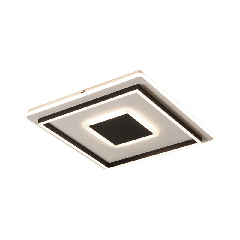 Modern Black Led Flush-Mount Ceiling Lamp With Acrylic Shade - Living Room Light White/3 Color