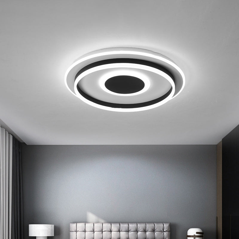 Modern Black Led Flush-Mount Ceiling Lamp With Acrylic Shade - Living Room Light White/3 Color /