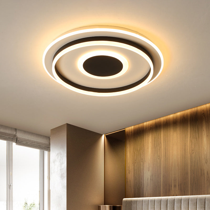 Modern Black Led Flush - Mount Ceiling Lamp With Acrylic Shade - Living Room Light White/3 Color