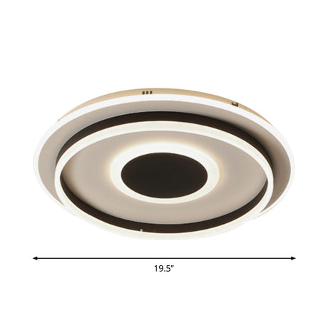 Modern Black Led Flush-Mount Ceiling Lamp With Acrylic Shade - Living Room Light White/3 Color