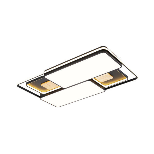 Minimalist Rectangular/Square Led Flushmount Ceiling Light In Grey/Black With Warm/White