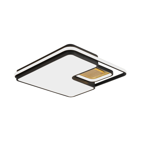 Minimalist Rectangular/Square Led Flushmount Ceiling Light In Grey/Black With Warm/White
