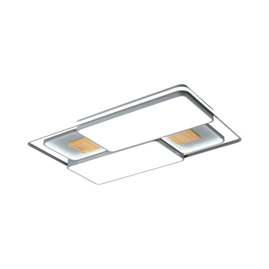 Minimalist Rectangular/Square Led Flushmount Ceiling Light In Grey/Black With Warm/White