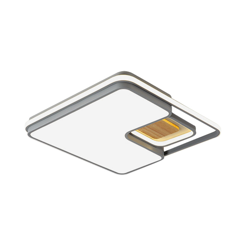 Minimalist Rectangular/Square Led Flushmount Ceiling Light In Grey/Black With Warm/White