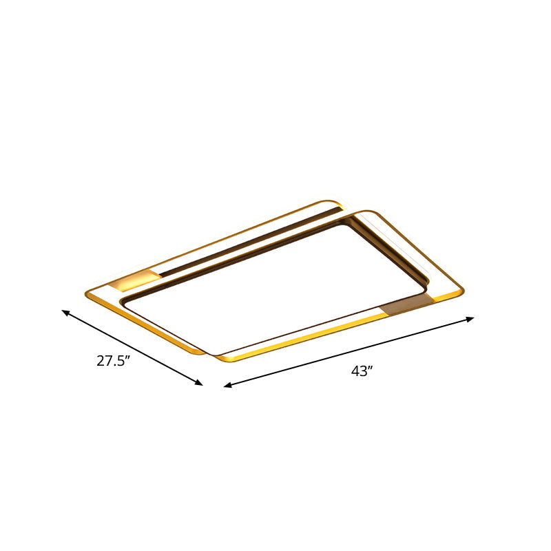 Simple Grey Led Rectangle Flush Mount Light Acrylic Close To Ceiling Lamp Warm/White/3 Color