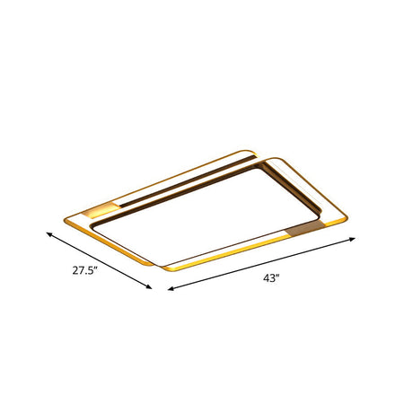 Simple Grey Led Rectangle Flush Mount Light Acrylic Close To Ceiling Lamp Warm/White/3 Color 37.5/43