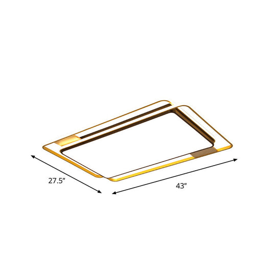 Simple Grey Led Rectangle Flush Mount Light Acrylic Close To Ceiling Lamp Warm/White/3 Color 37.5/43