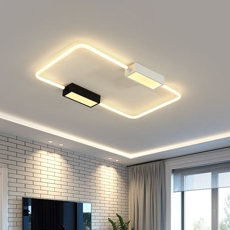 Modern Led Ceiling Mount Lamp: White Round/Square/Rectangular Flush With Acrylic Shade Warm/White