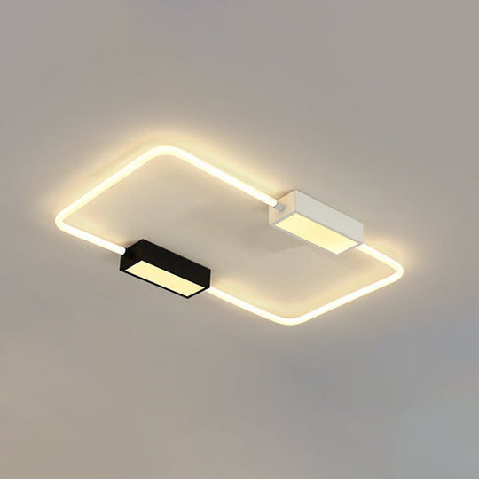 Modern Led Ceiling Mount Lamp: White Round/Square/Rectangular Flush With Acrylic Shade Warm/White