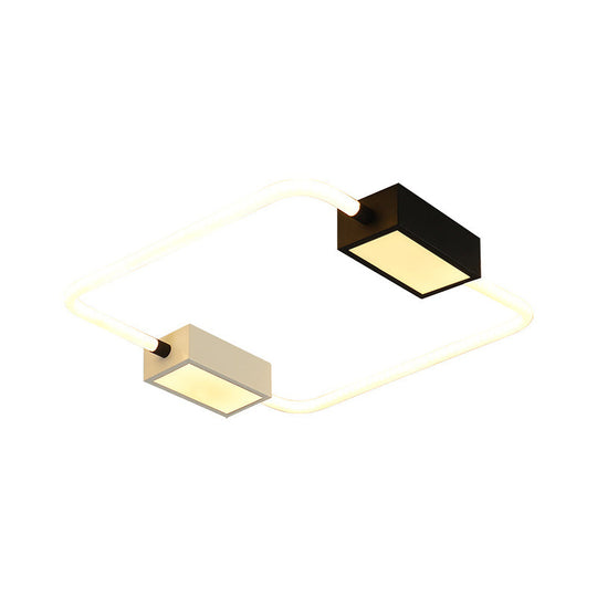 Modern Led Ceiling Mount Lamp: White Round/Square/Rectangular Flush With Acrylic Shade –