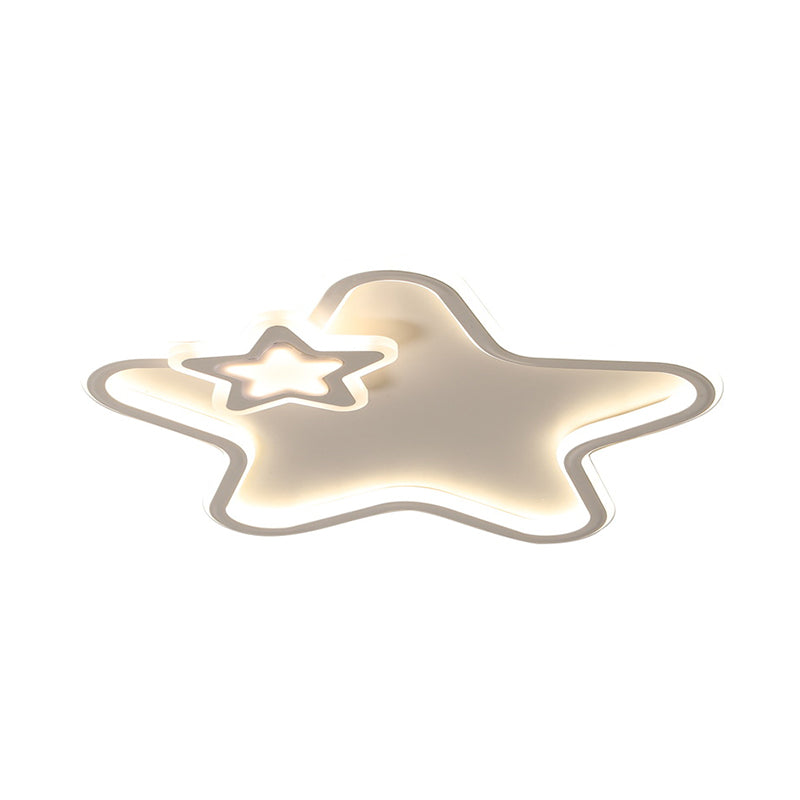 Kids Star Flush Ceiling Light: Cartoon Acrylic Black/Blue/Pink Led Lamp (Warm/White Light)