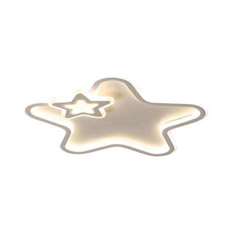 Kids Star Flush Ceiling Light: Cartoon Acrylic Black/Blue/Pink Led Lamp (Warm/White Light)