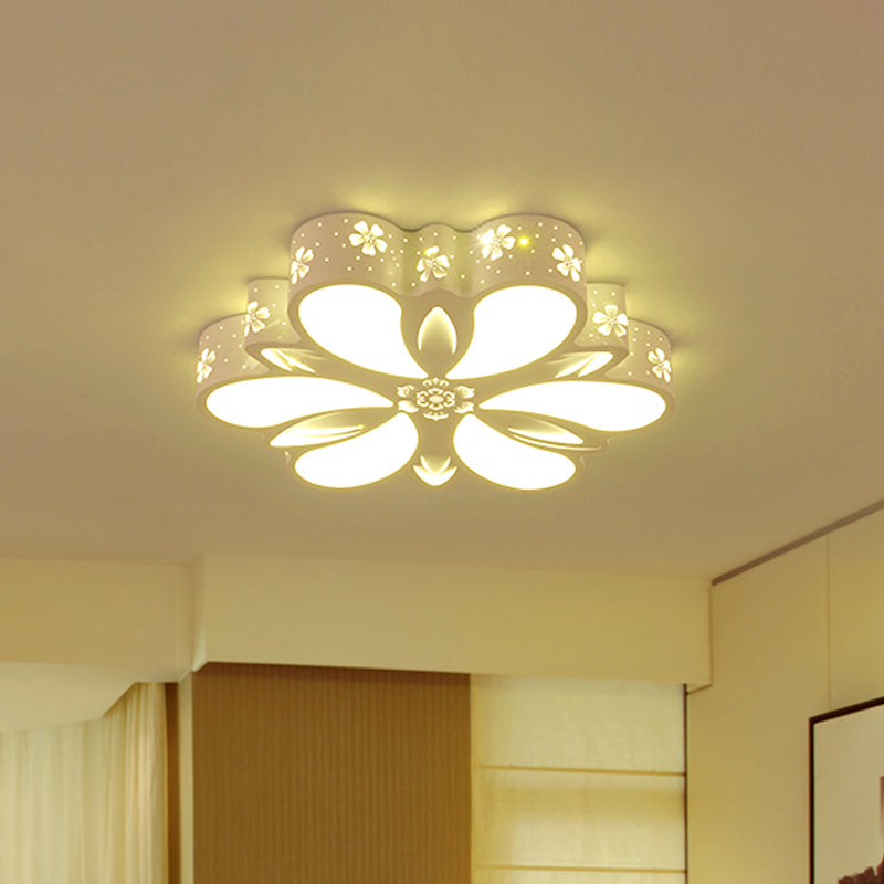 Contemporary Acrylic Led Flush Mount Ceiling Light: Cut-Out Flower Design Warm/White/3 Color