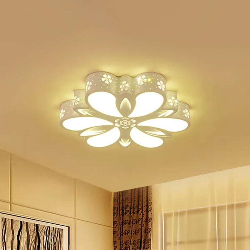 Contemporary Acrylic Led Flush Mount Ceiling Light: Cut-Out Flower Design Warm/White/3 Color
