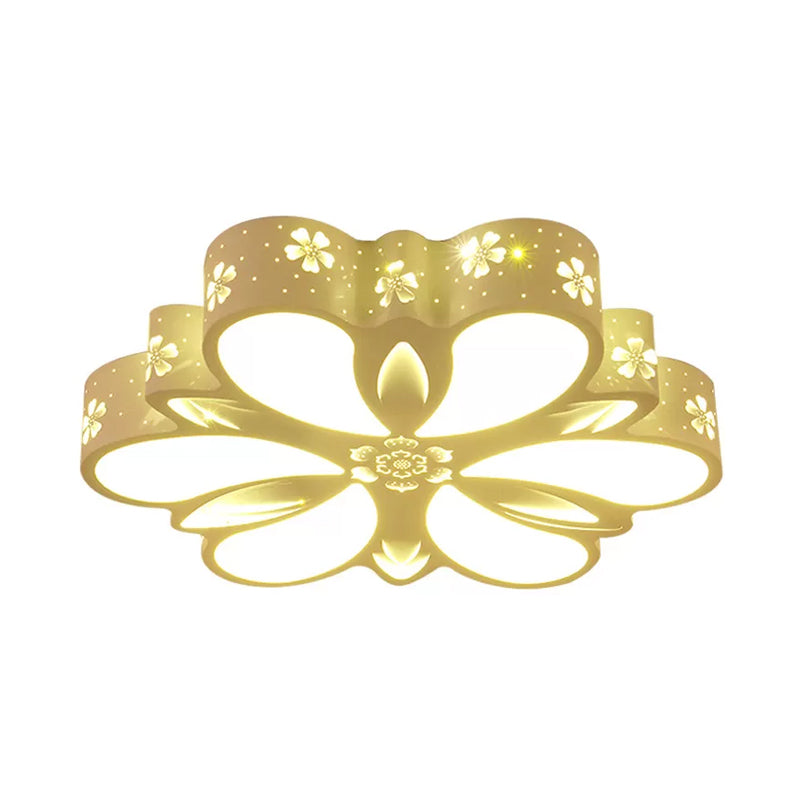 Contemporary Acrylic Led Flush Mount Ceiling Light: Cut-Out Flower Design Warm/White/3 Color