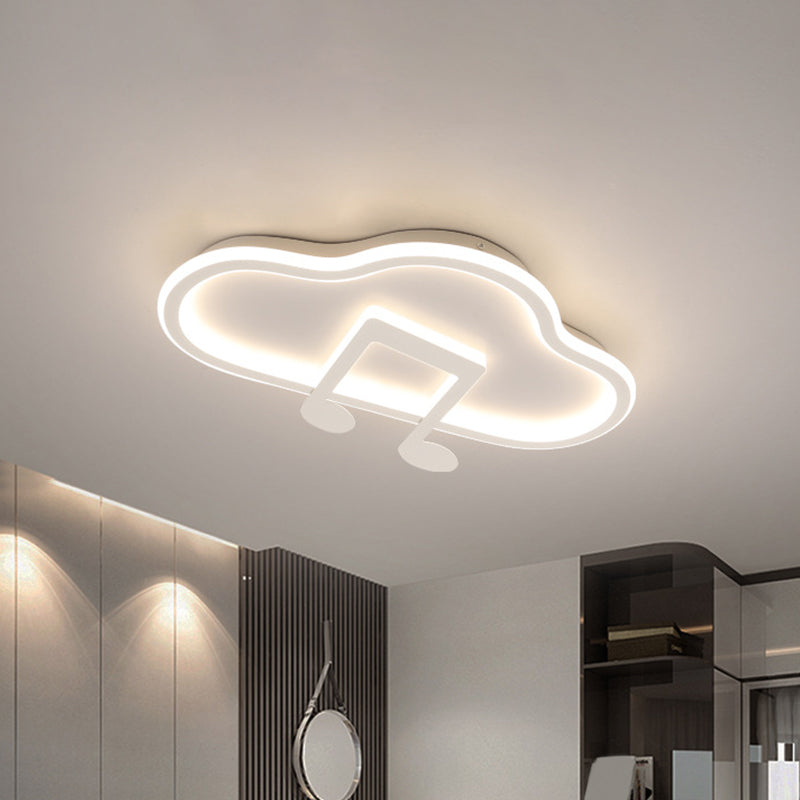 Creative Kids White/Pink Cloud Flush Light Fixture - 19.5’/23.5’ Wide Led Ceiling Lamp With